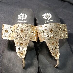 Yellow Box Gold Sandals